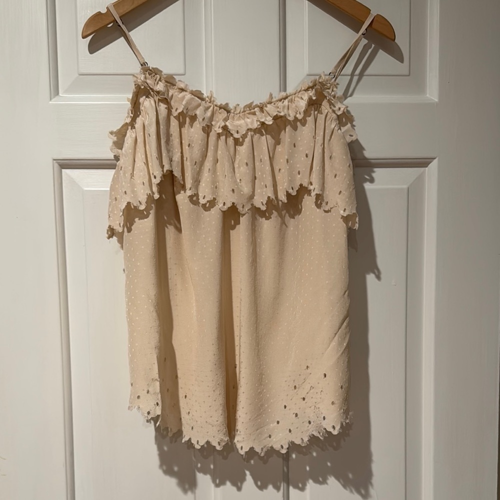 Rebecca Taylor Cream Ruffle Top